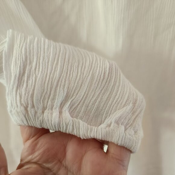 M💖Boho Peasant Embroidery Black & White Blouse Top - Picture 10 of 13